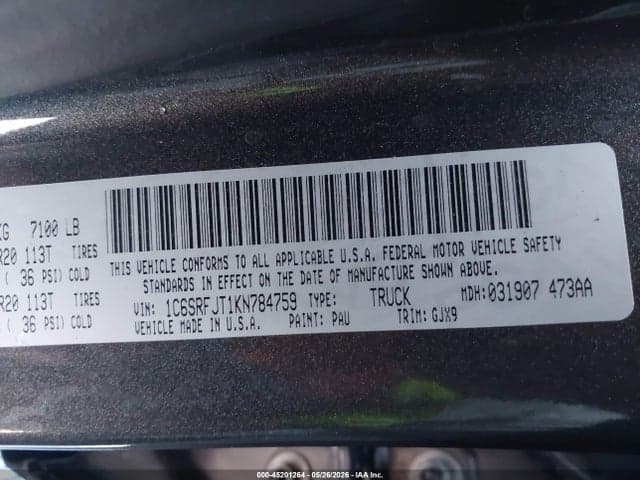 2019 RAM 1500 LARAMIE 4X4 5'7 BOX 10