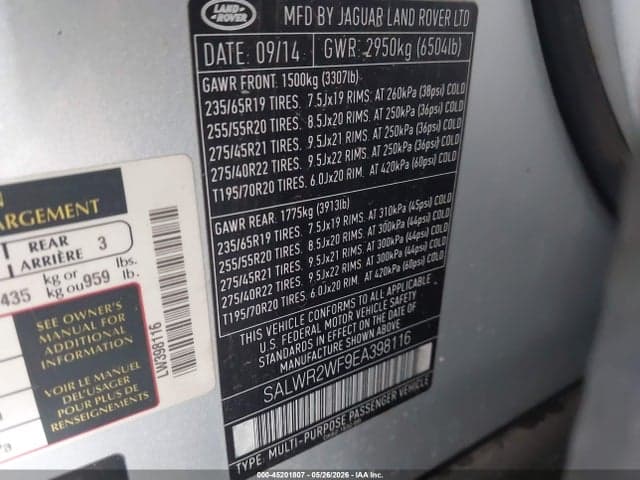 2014 LAND ROVER RANGE ROVER 9
