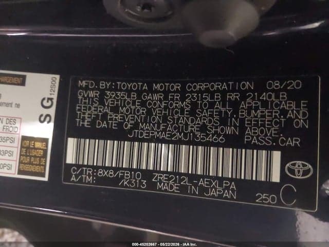 2021 TOYOTA COROLLA LE 9