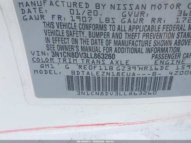 2020 NISSAN VERSA S XTRONIC CVT 9