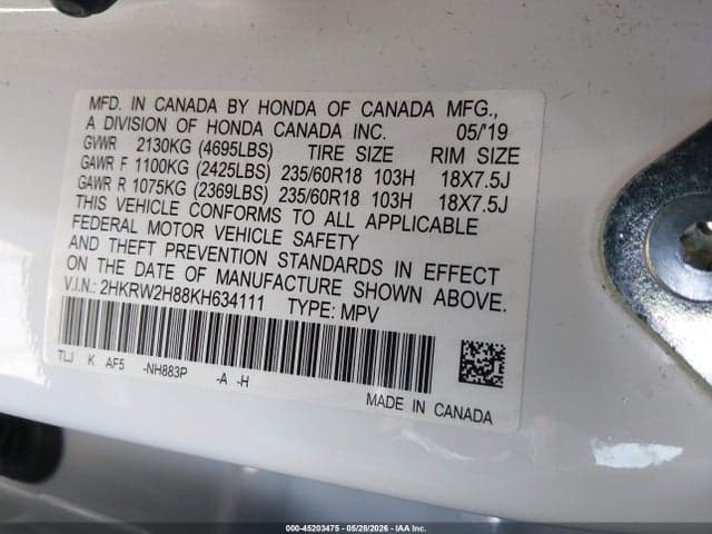 2019 HONDA CR-V EX-L 9