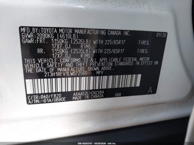 2020 TOYOTA RAV4 LE 9