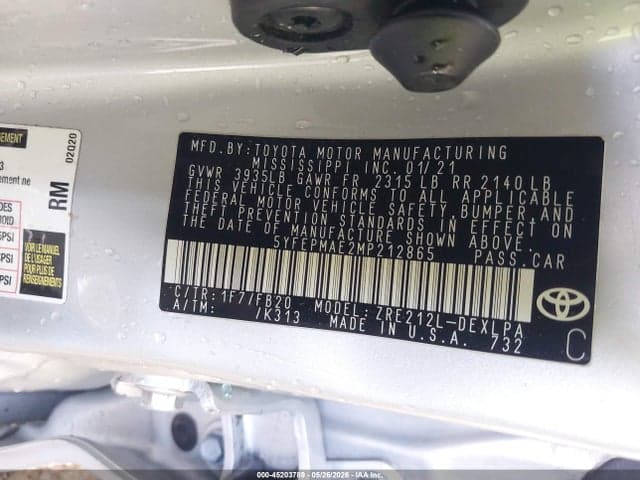 2021 TOYOTA COROLLA LE 9