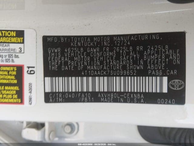 2025 TOYOTA CAMRY LE 9