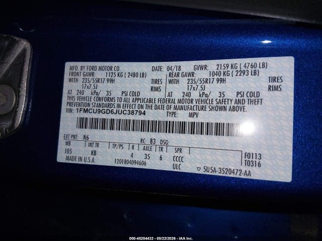 2018 FORD ESCAPE SE 9