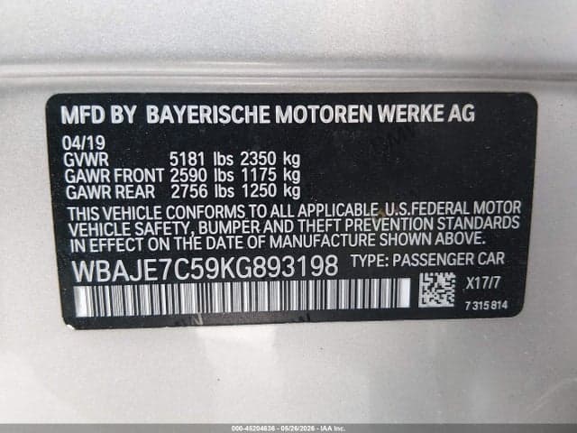 2019 BMW 540I XDRIVE 9