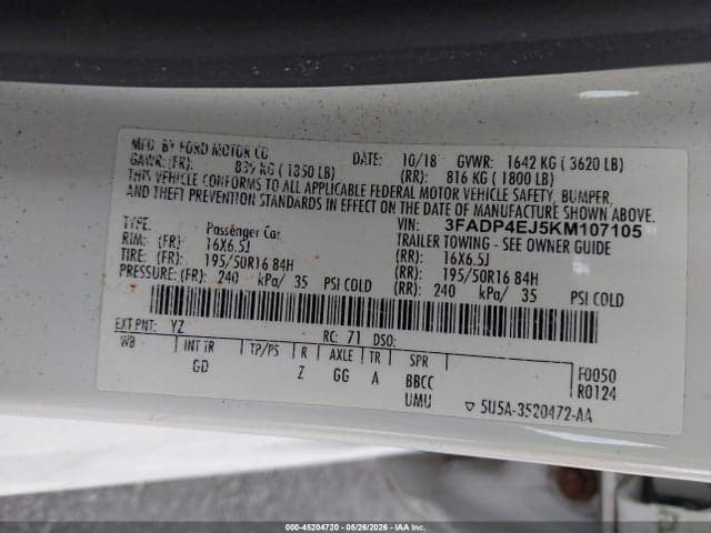 2019 FORD FIESTA SE 9