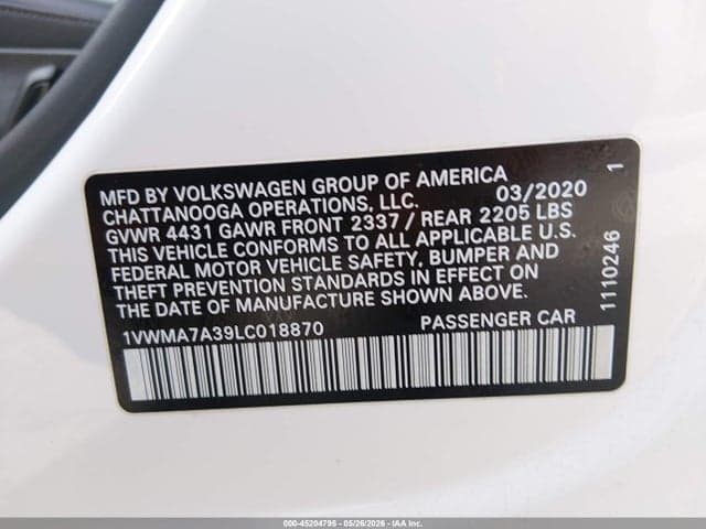 2020 VOLKSWAGEN PASSAT 2.0T R-LINE 10