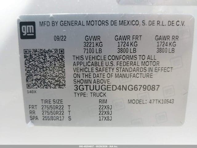 2022 GMC SIERRA 1500 4WD SHORT BOX DENALI 9