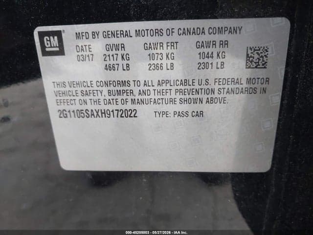 2017 CHEVROLET IMPALA 1LT 9
