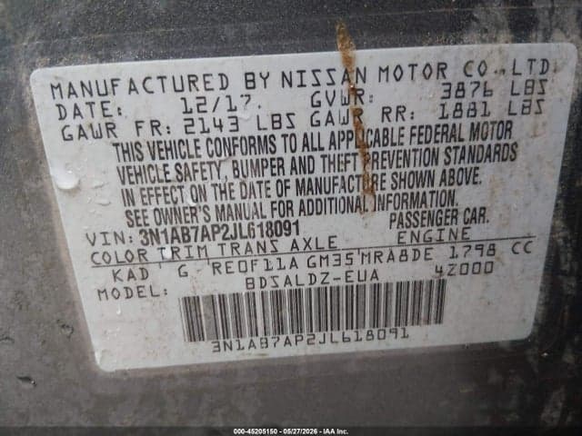 2018 NISSAN SENTRA SV 9