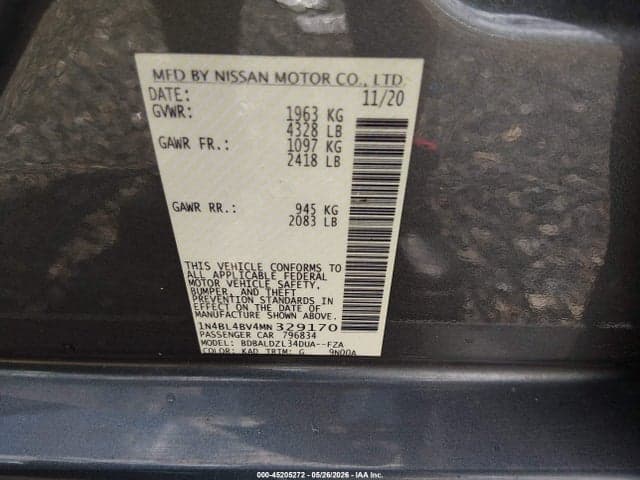 2021 NISSAN ALTIMA S FWD 9