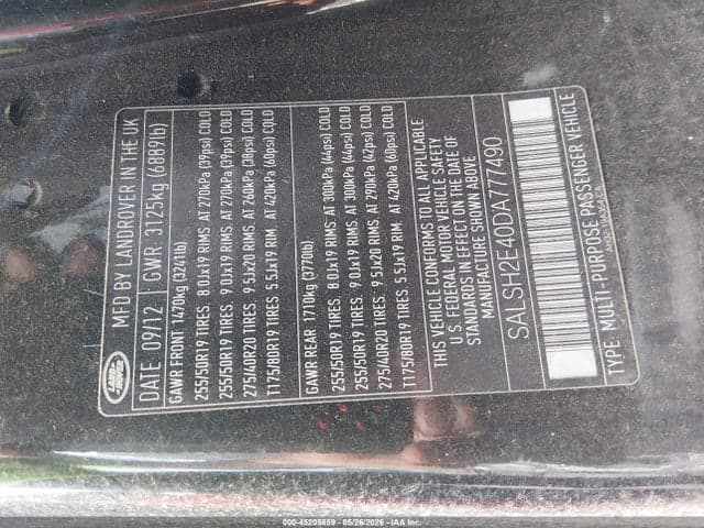 2013 LAND ROVER RANGE ROVER 9
