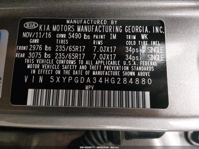 2017 KIA SORENTO 2.4L LX 9
