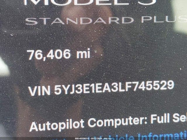 2020 TESLA MODEL 3 STANDARD RANGE PLUS REAR-WHEEL DRIVE/STANDARD RANGE REAR-WHEEL DRIVE 9
