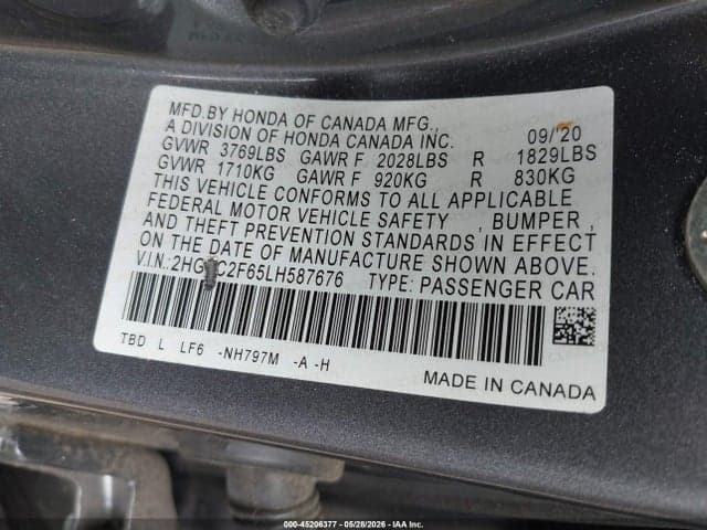 2020 HONDA CIVIC LX 9