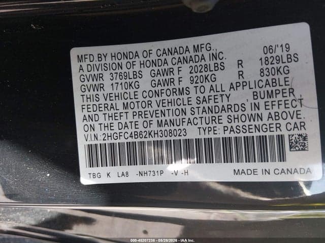 2019 HONDA CIVIC LX 9