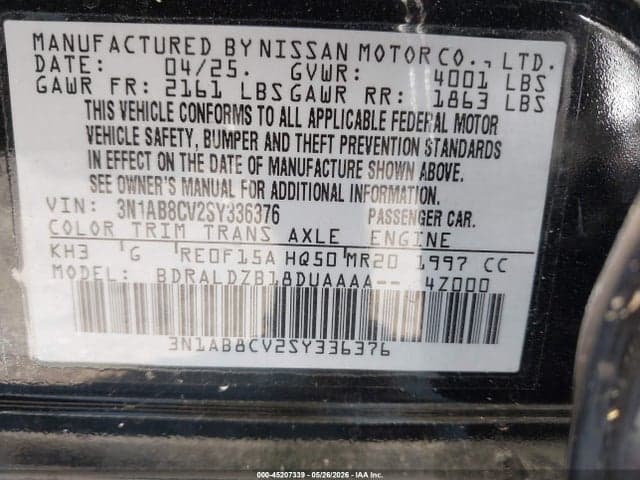 2025 NISSAN SENTRA SV 9