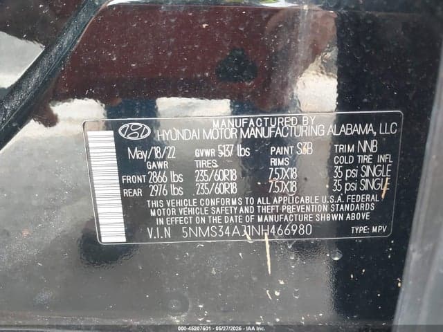 2022 HYUNDAI SANTA FE SEL 9