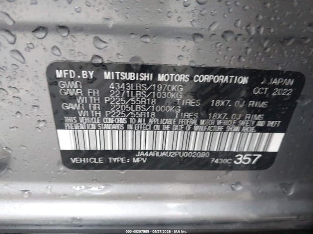 2023 MITSUBISHI OUTLANDER SPORT 2.0 ES AWC/2.0 LE AWC/2.0 RALLIART AWC/2.0 S AWC/2.0 SE AWC 9