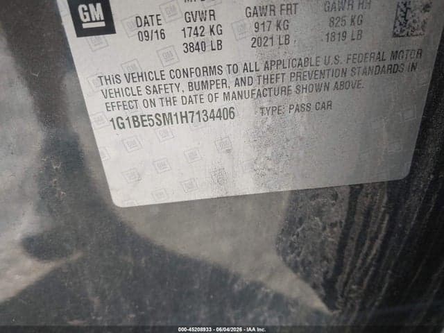 2017 CHEVROLET CRUZE LT AUTO 9