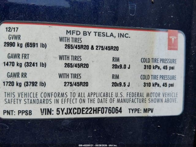 2017 TESLA MODEL X 9