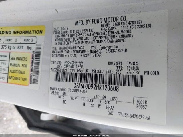 2017 FORD FUSION PLATINUM 9