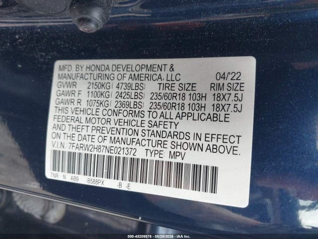 2022 HONDA CR-V AWD EX-L 9