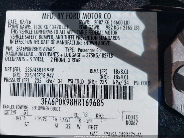 2017 FORD FUSION TITANIUM 9