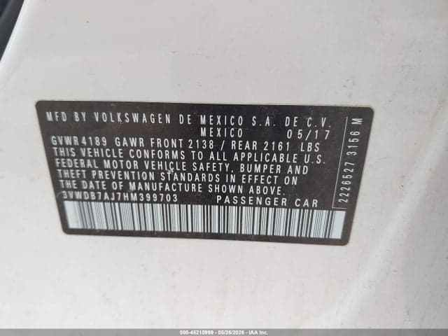 2017 VOLKSWAGEN JETTA 1.4T SE 9