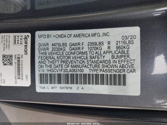 2020 HONDA ACCORD SPORT 9