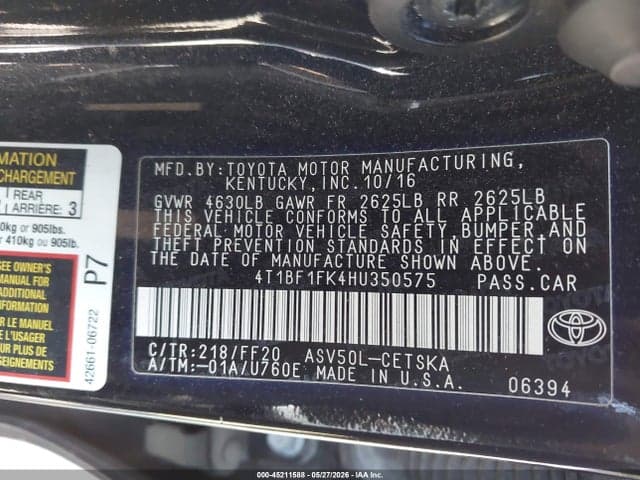 2017 TOYOTA CAMRY SE 9