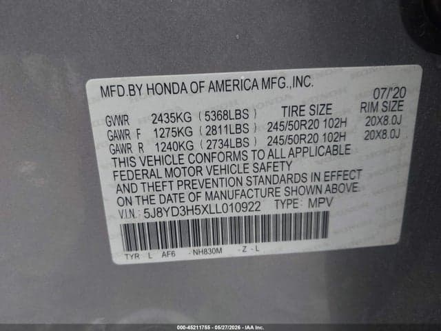 2020 ACURA MDX TECHNOLOGY PACKAGE 9