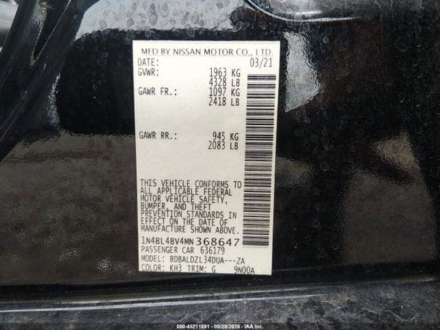2021 NISSAN ALTIMA S FWD 9