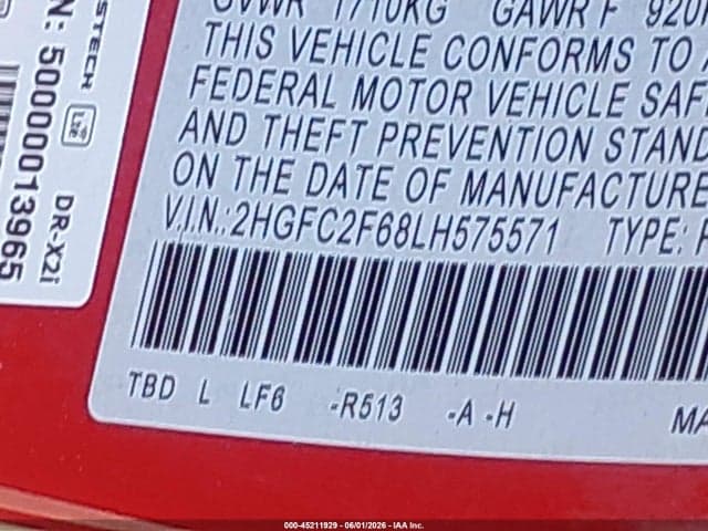 2020 HONDA CIVIC LX 9
