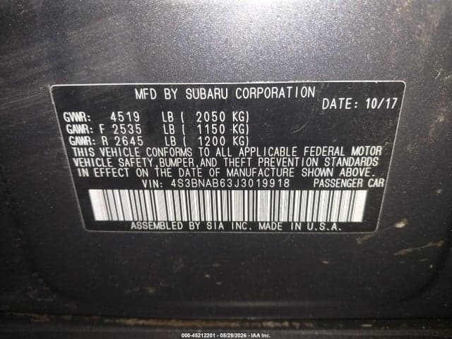 2018 SUBARU LEGACY 2.5I 9
