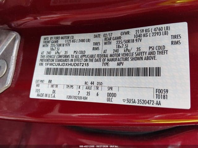 2017 FORD ESCAPE TITANIUM 9