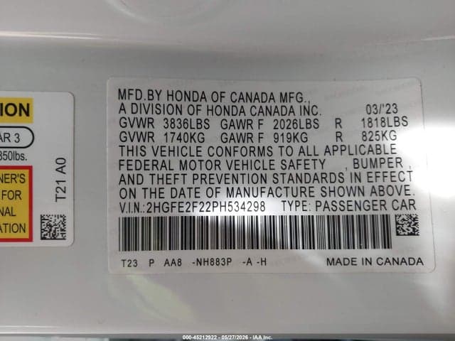 2023 HONDA CIVIC LX 9