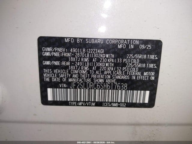 2025 SUBARU FORESTER LIMITED 9
