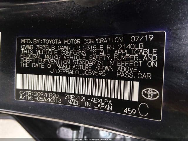 2020 TOYOTA COROLLA LE 9