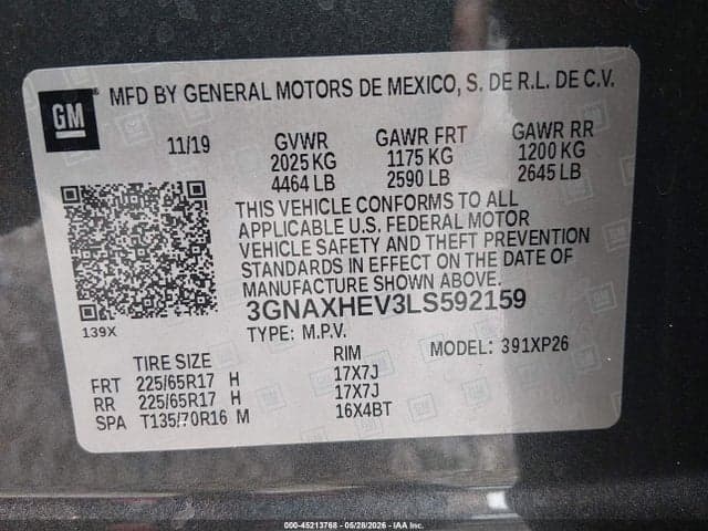 2020 CHEVROLET EQUINOX FWD LS 9