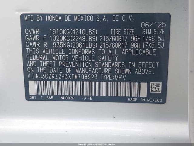 2026 HONDA HR-V AWD LX 9