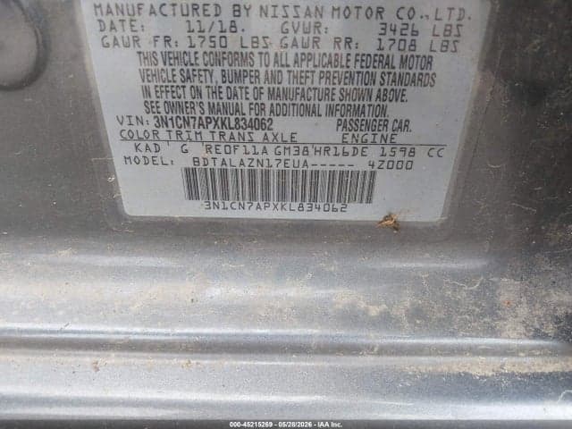 2019 NISSAN VERSA 1.6 S+ 9