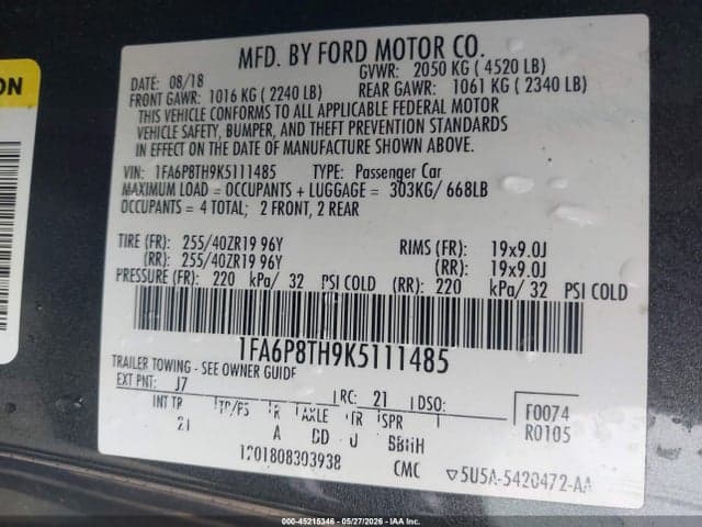 2019 FORD MUSTANG ECOBOOST 9