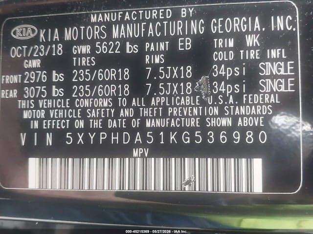 2019 KIA SORENTO 3.3L EX 9
