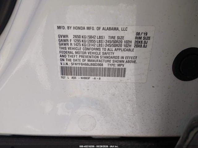 2020 HONDA PILOT AWD TOURING 7 PASSENGER 9