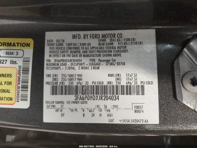 2018 FORD FUSION SE 9