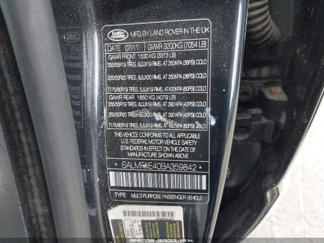 2011 LAND ROVER RANGE ROVER 9