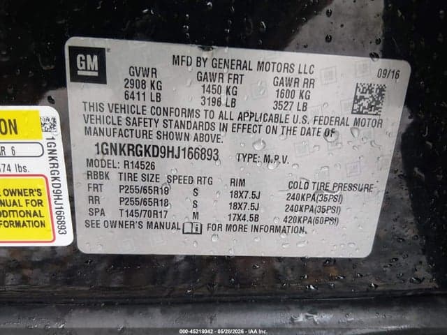 2017 CHEVROLET TRAVERSE 1LT 9