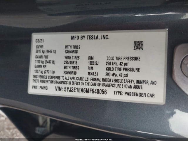 2021 TESLA MODEL 3 STANDARD RANGE PLUS REAR-WHEEL DRIVE 9